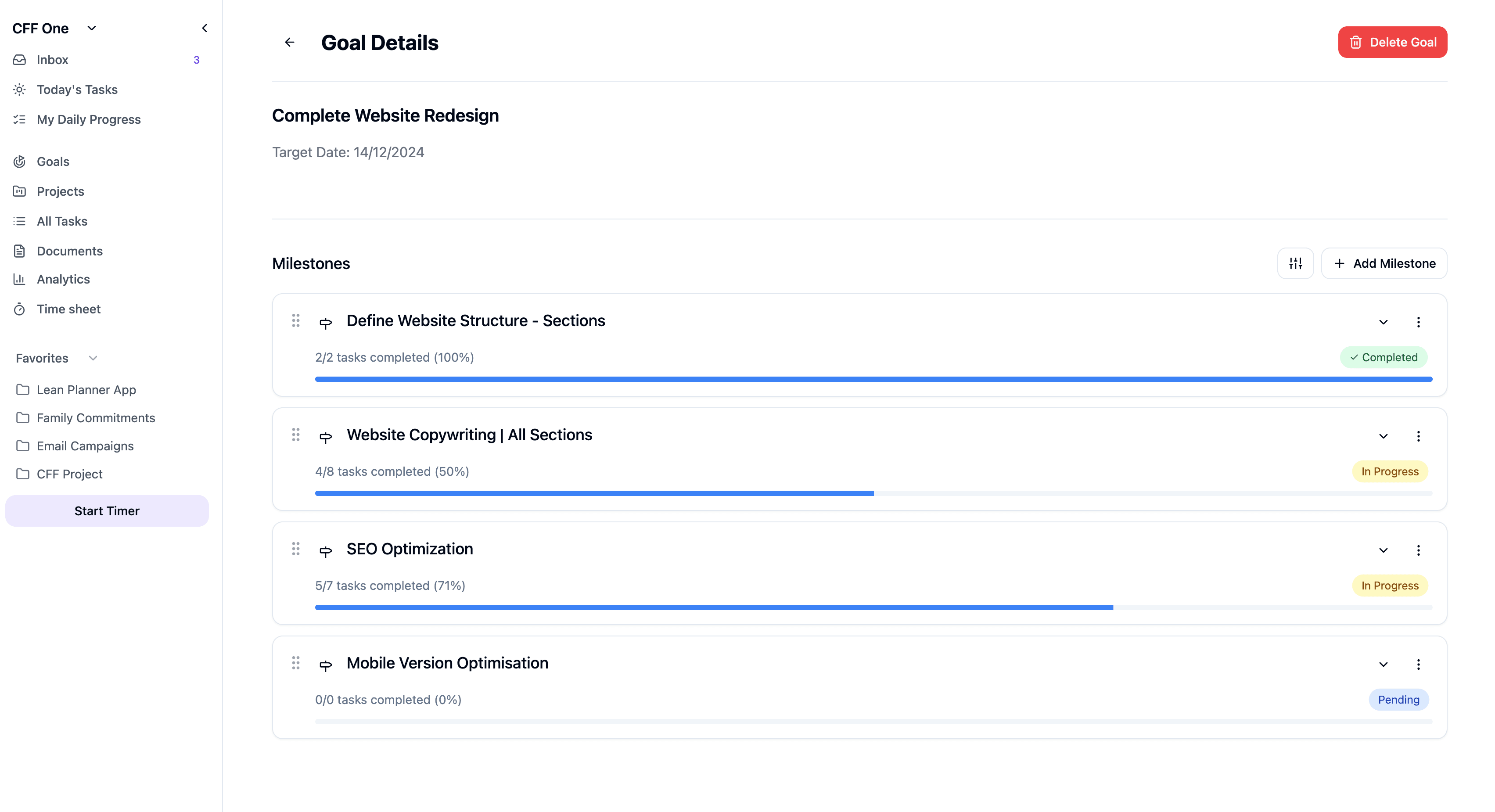 Breakdown Goals into Milestones